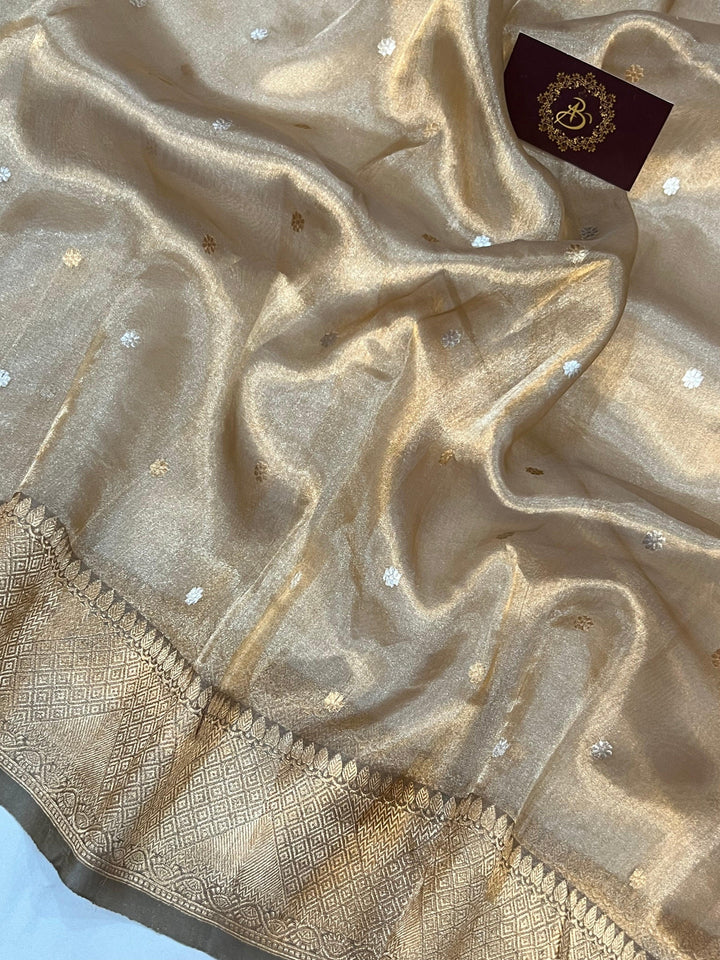 Golden Banarasi Handloom Tissue Silk Saree