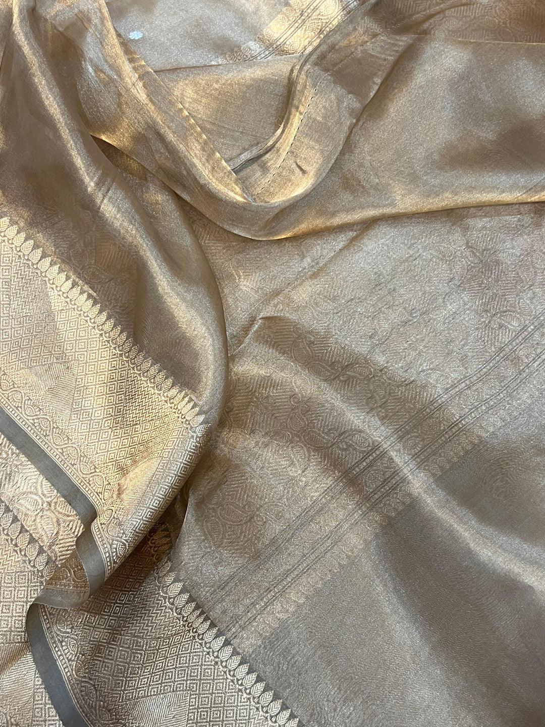 Golden Banarasi Handloom Tissue Silk Saree