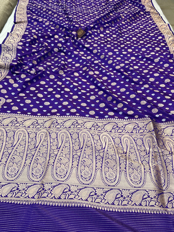 Purple Pure Banarasi Handloom Katan Silk Saree - Aura Benaras