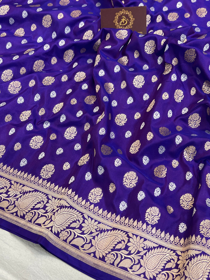 Purple Pure Banarasi Handloom Katan Silk Saree - Aura Benaras