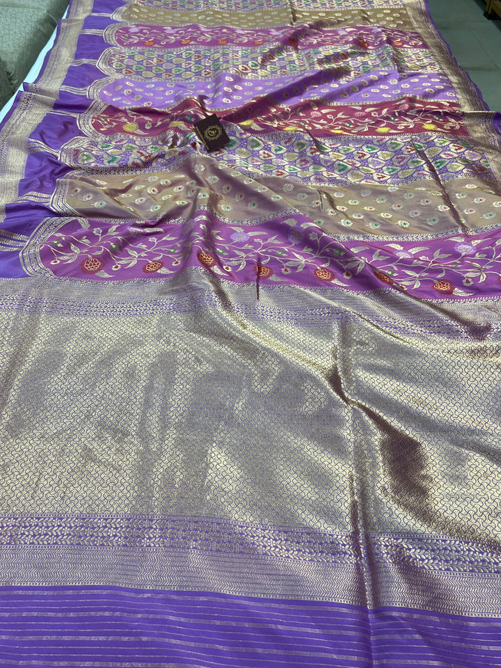 Buy Lavender  Rangkaat Banarasi Katan Silk Saree - AuraBenaras