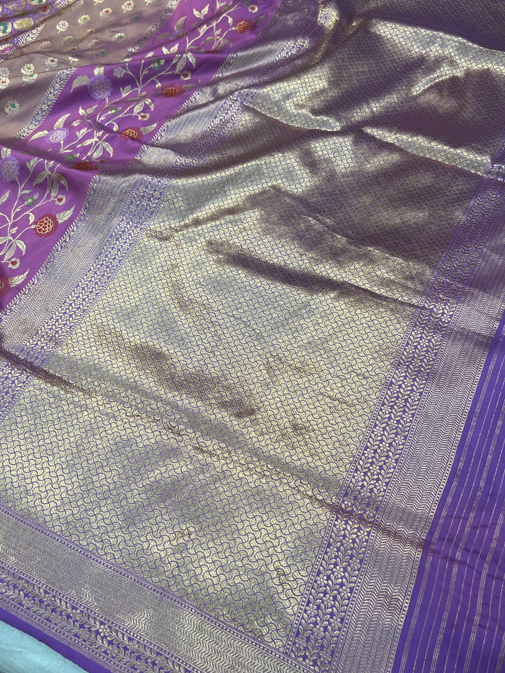 Buy Lavender  Rangkaat Banarasi Katan Silk Saree - AuraBenaras