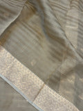 Beige Banarasi Handloom Kora Silk Saree - Aura Benaras