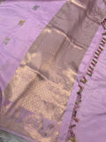 Pale Lavender Pure Banarasi Handloom Katan Silk Saree - Aura Benaras