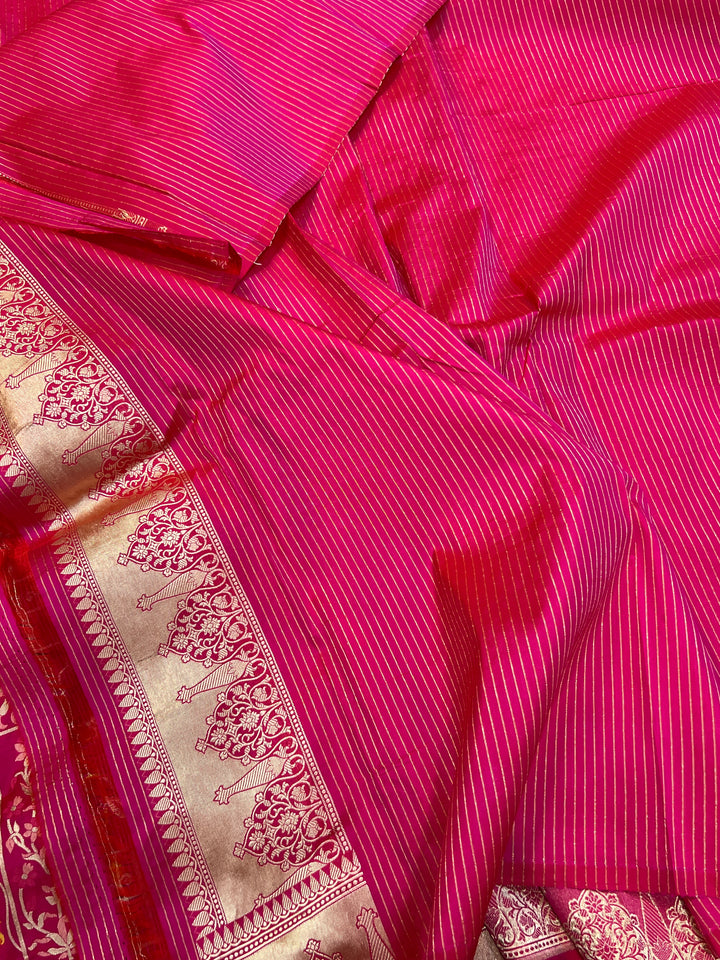 Buy Rani Pink Rangkaat Banarasi Katan Silk Saree - AuraBenaras