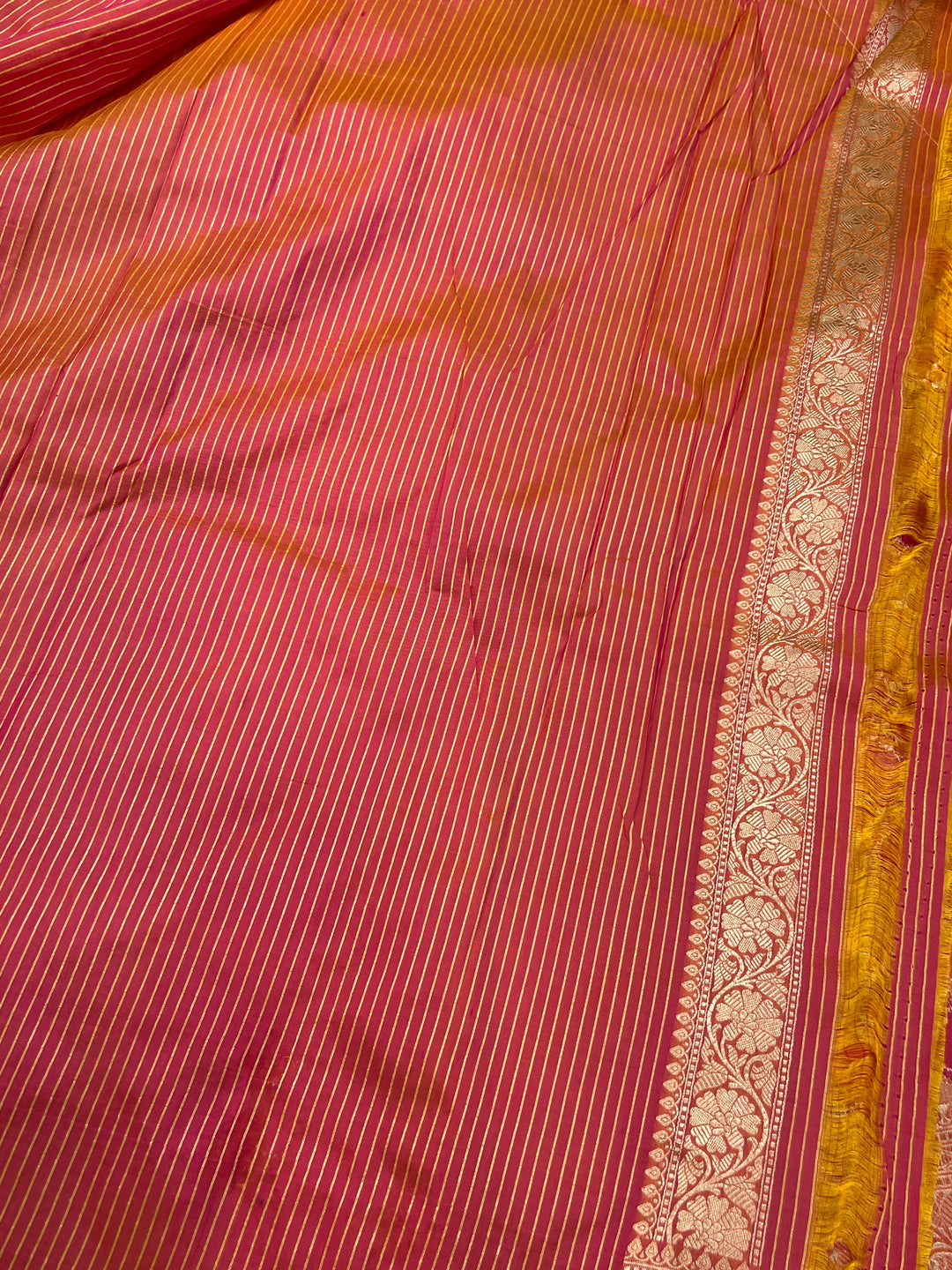 Buy Fanta Orange Rangkaat Banarasi Katan Silk Saree - AuraBenaras