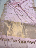 Pale Pink Pure Banarasi Handloom Katan Silk Saree - Aura Benaras