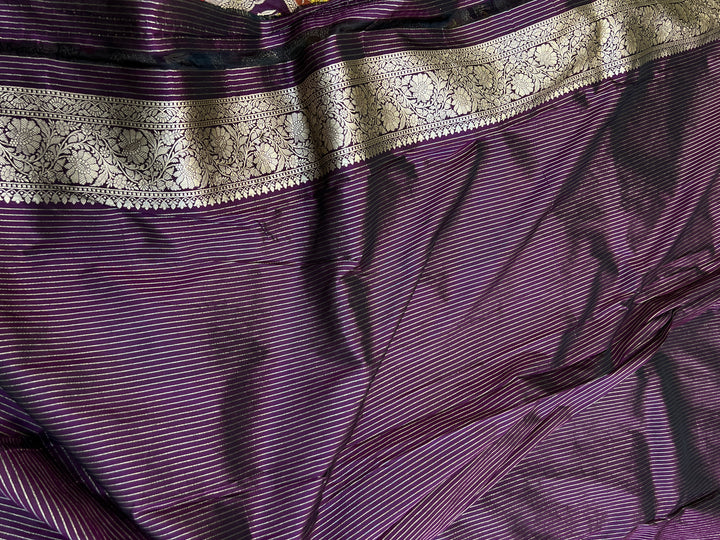 Buy Wine Rangkaat Banarasi Katan Silk Saree - AuraBenaras