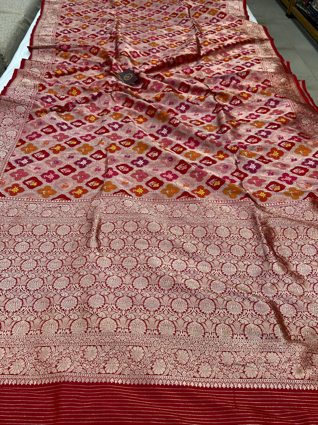 Buy Red Rangkaat Banarasi Katan Silk Saree - AuraBenaras