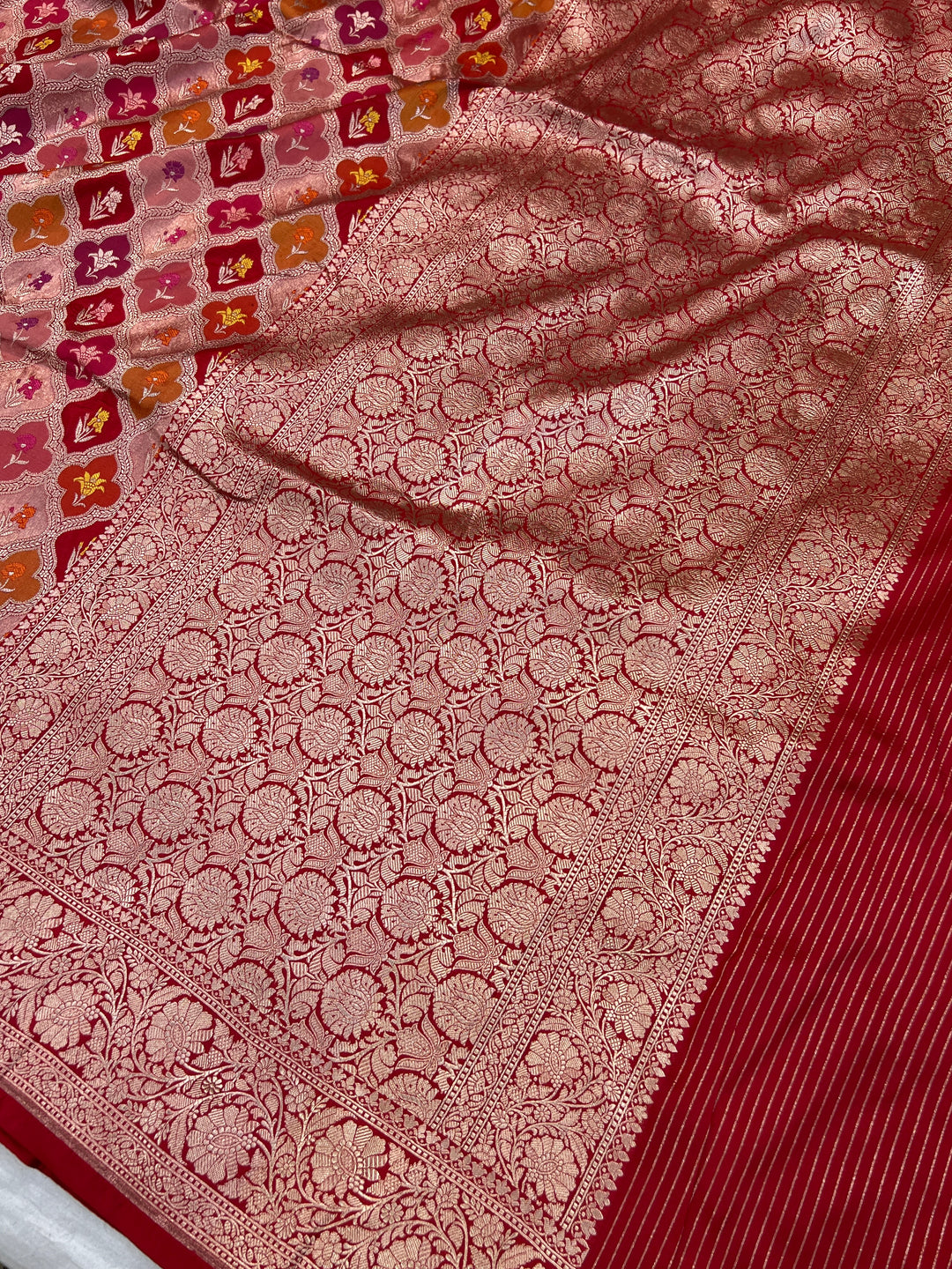 Buy Red Rangkaat Banarasi Katan Silk Saree - AuraBenaras