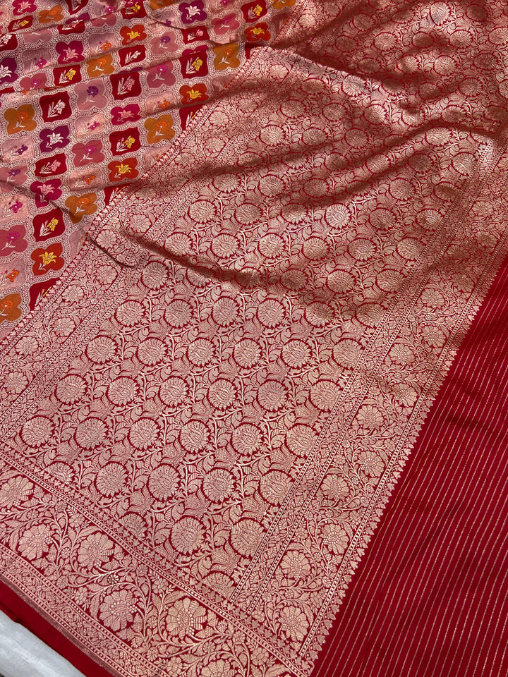 Buy Red Rangkaat Banarasi Katan Silk Saree - AuraBenaras