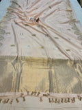 Pale Peach Pure Banarasi Handloom Katan Silk Saree - Aura Benaras