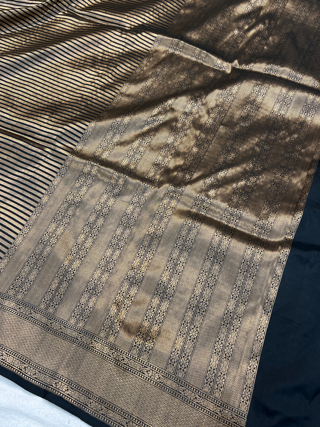  Black Katan Silk Banarasi Saree with Geometric Brocade Work