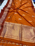 Orange Pure Banarasi Handloom Silk Saree - Aura Benaras