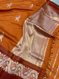 Orange Pure Banarasi Handloom Silk Saree - Aura Benaras