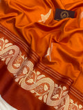 Orange Pure Banarasi Handloom Silk Saree - Aura Benaras