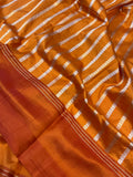 Orange Pure Banarasi Handloom Silk Saree - Aura Benaras