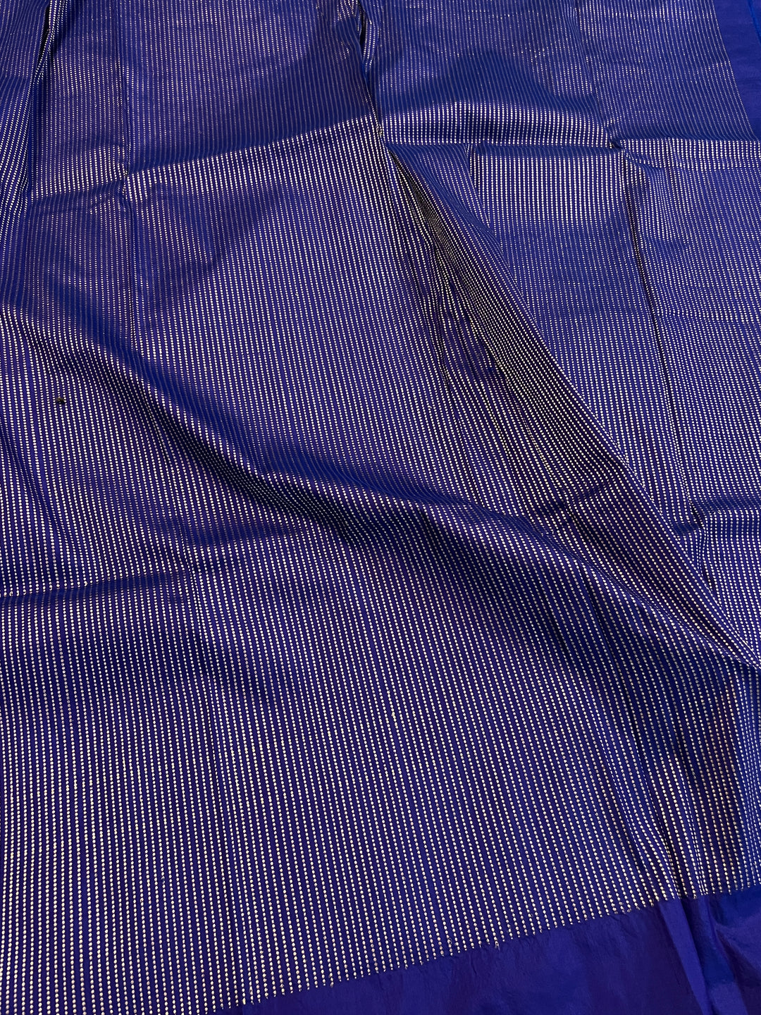 Shop Indigo Blue Banarasi Katan Silk Saree – Kadhwa Aada Jaal Meenakari