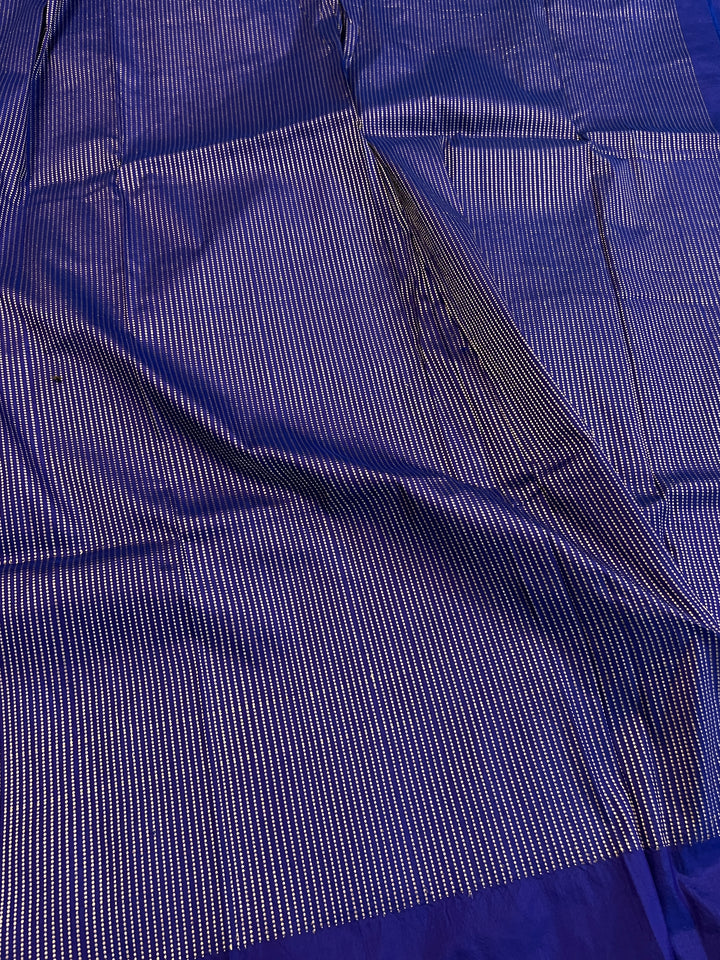 Shop Indigo Blue Banarasi Katan Silk Saree – Kadhwa Aada Jaal Meenakari