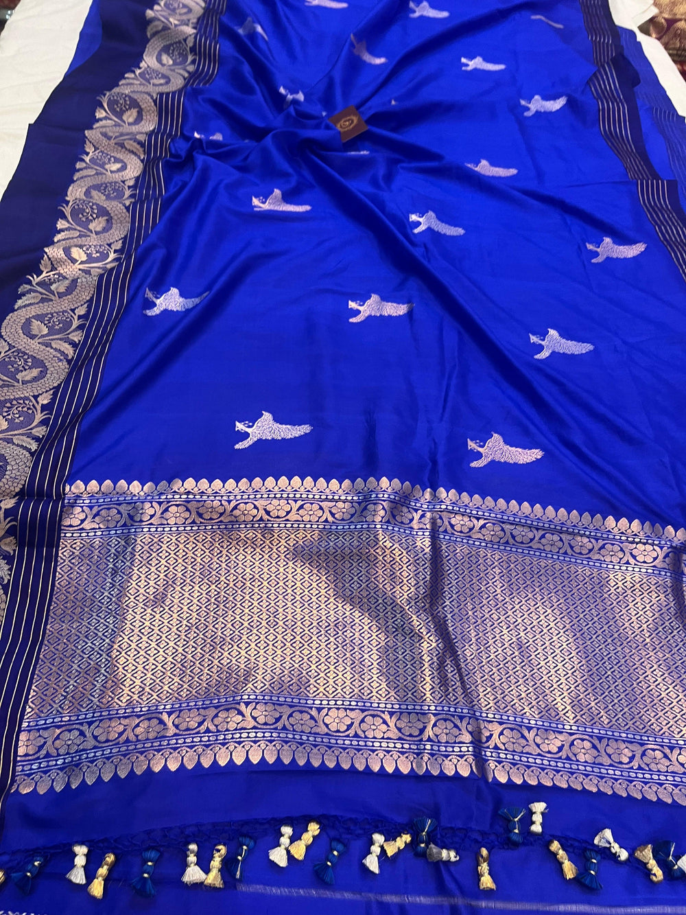 Royal Blue Pure Banarasi Handloom Silk Saree - Aura Benaras