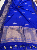 Royal Blue Pure Banarasi Handloom Silk Saree - Aura Benaras