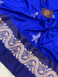 Royal Blue Pure Banarasi Handloom Silk Saree - Aura Benaras