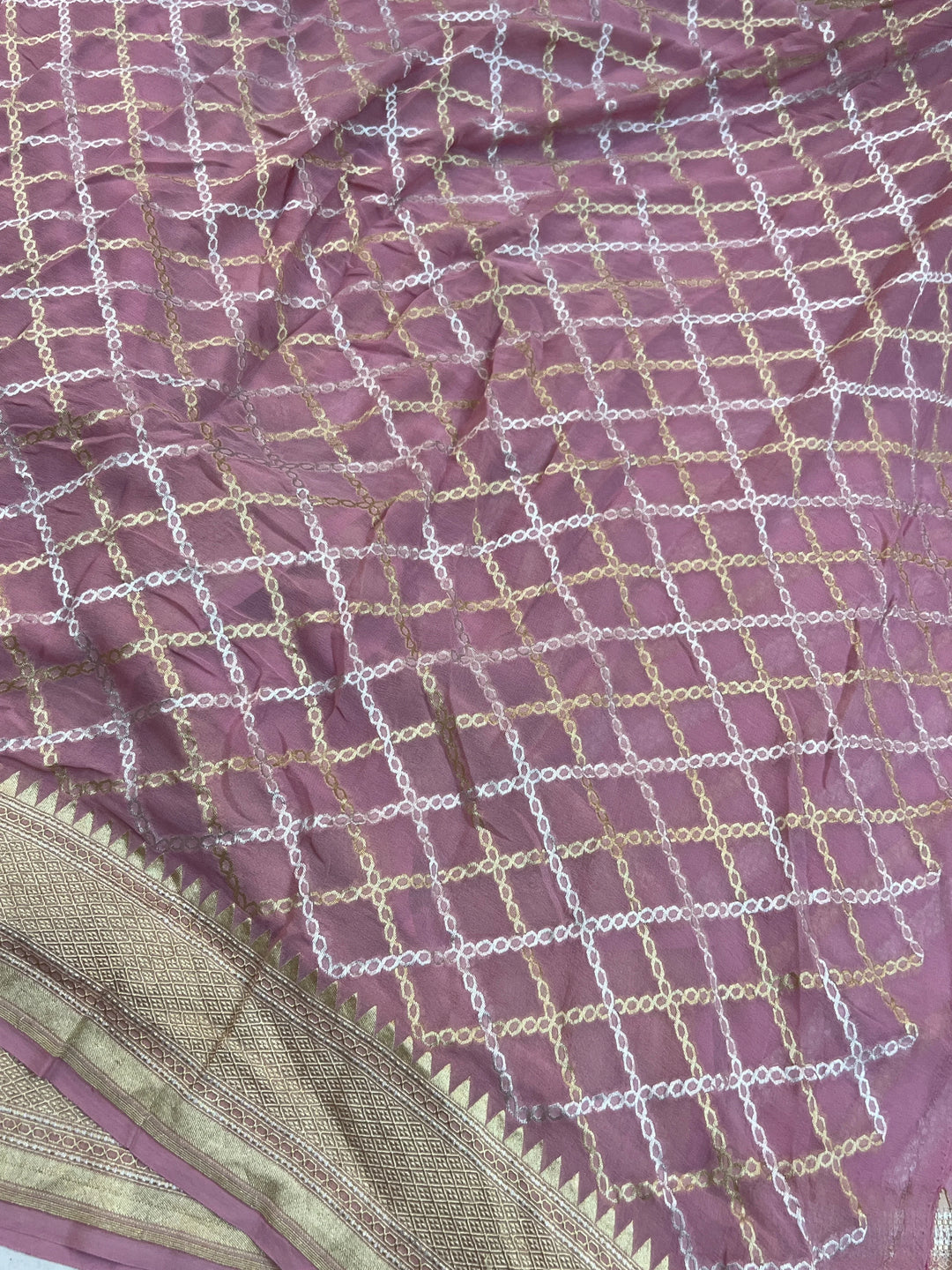 Pastel Pink Pure Banarasi Khaddi Georgette Saree