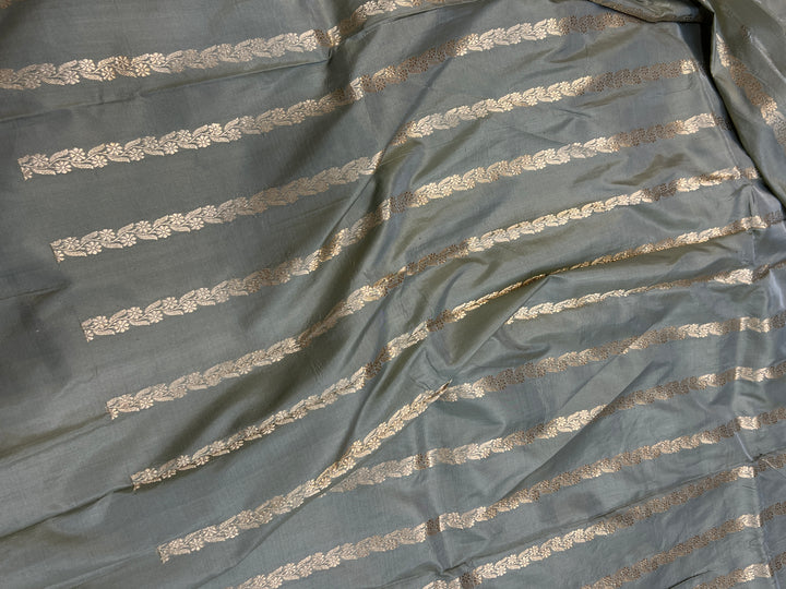 Shop Sage Grey Banarasi Katan Silk Saree – Kadhwa Aada Jaal Meenakari