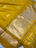 Yellow Pure Banarasi Handloom Silk Saree - Aura Benaras