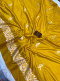 Yellow Pure Banarasi Handloom Silk Saree - Aura Benaras