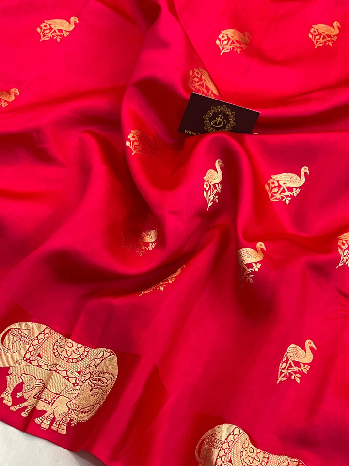 Rani Pink Pure Silk Handloom Banarasi Saree