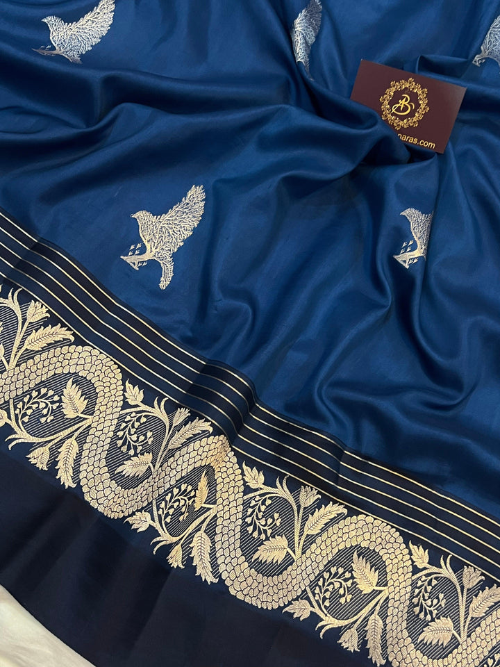 Teal Pure Banarasi Handloom Silk Saree - Aura Benaras