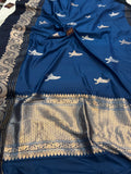 Teal Pure Banarasi Handloom Silk Saree - Aura Benaras