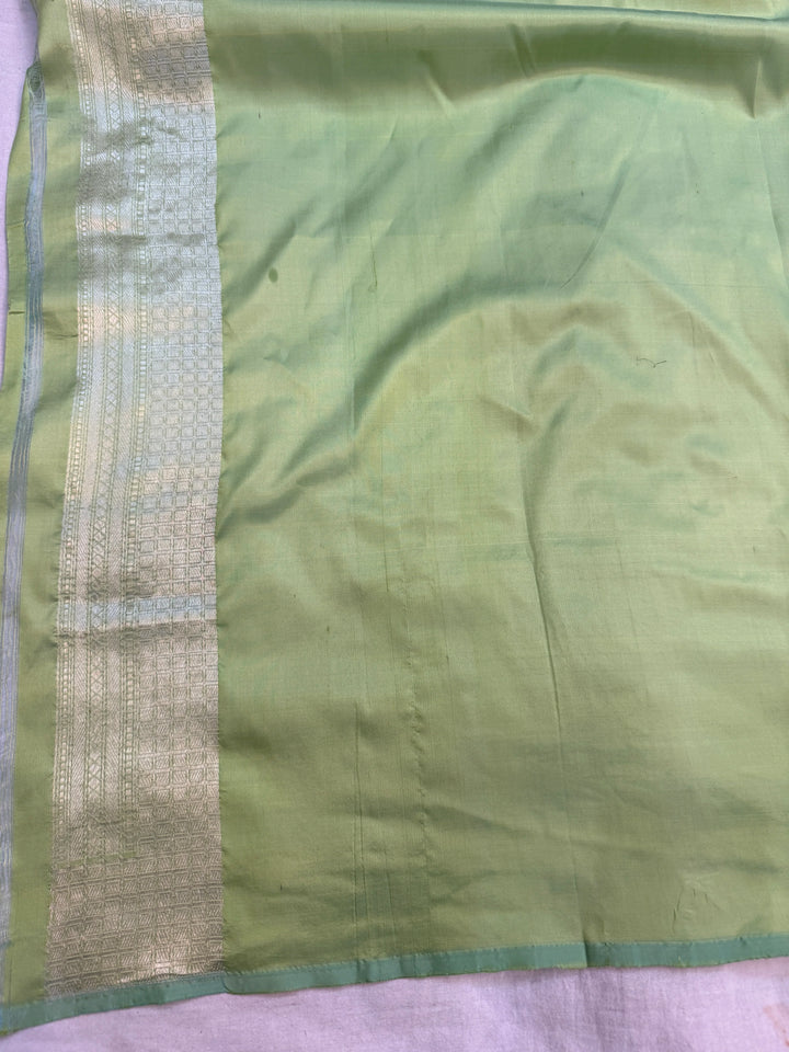 Sea Green Pure Katan silk Handloom Banarasi Saree