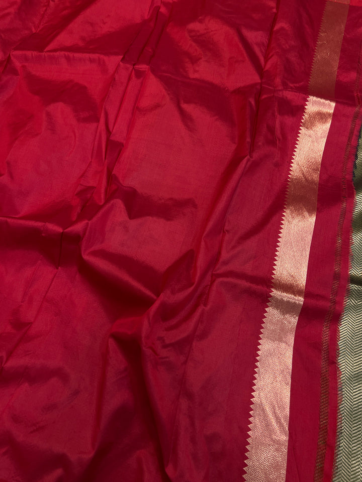 Green Katan Silk Banarasi Saree with Geometric Brocade Work
