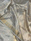 Silver Banarasi Handloom Organza Tissue Silk Saree - Aura Benaras