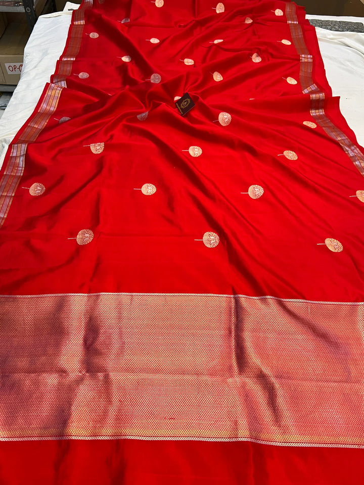 Red Pure Silk Handloom Banarasi Saree