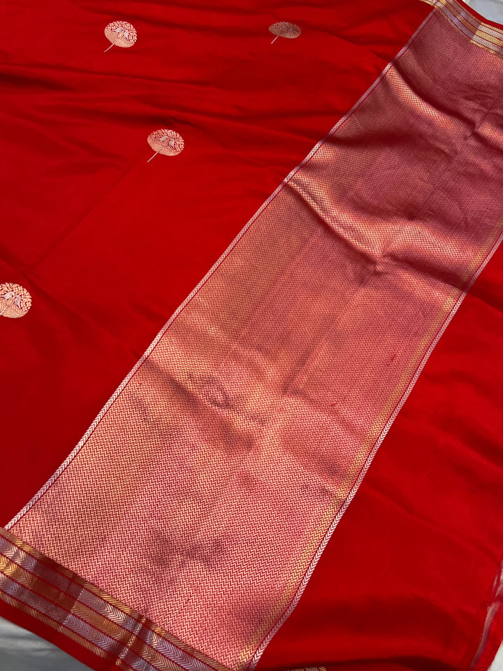 Red Pure Silk Handloom Banarasi Saree
