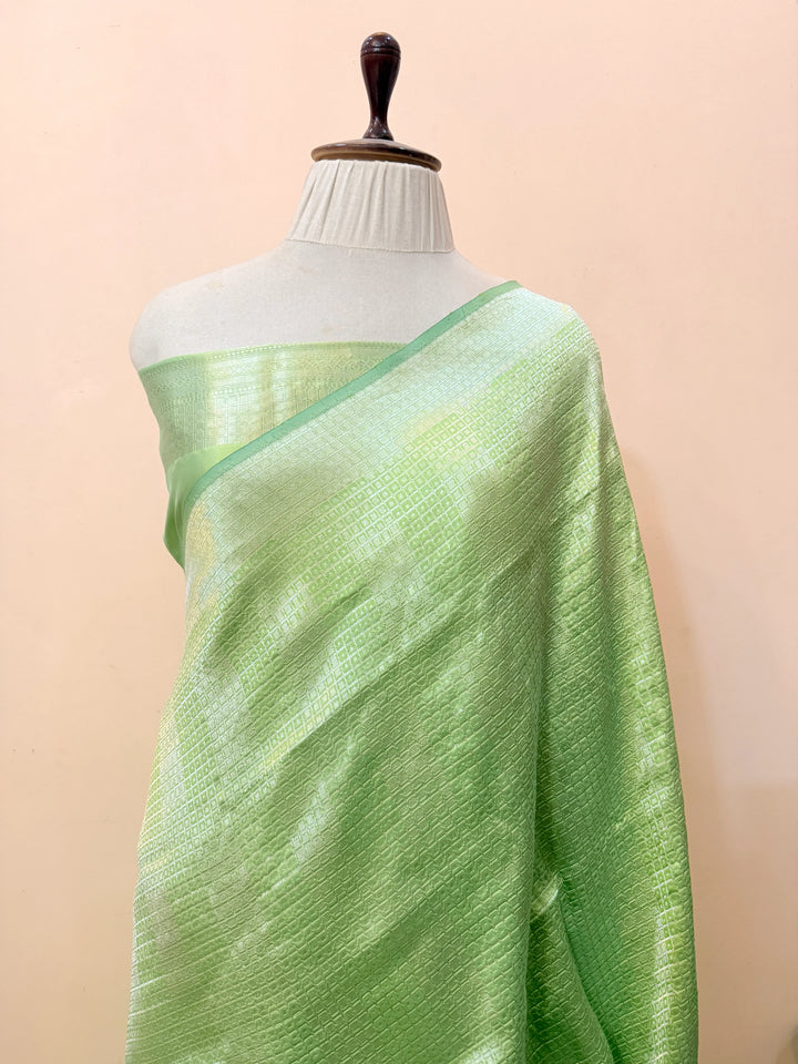 Sea Green Pure Katan silk Handloom Banarasi Saree