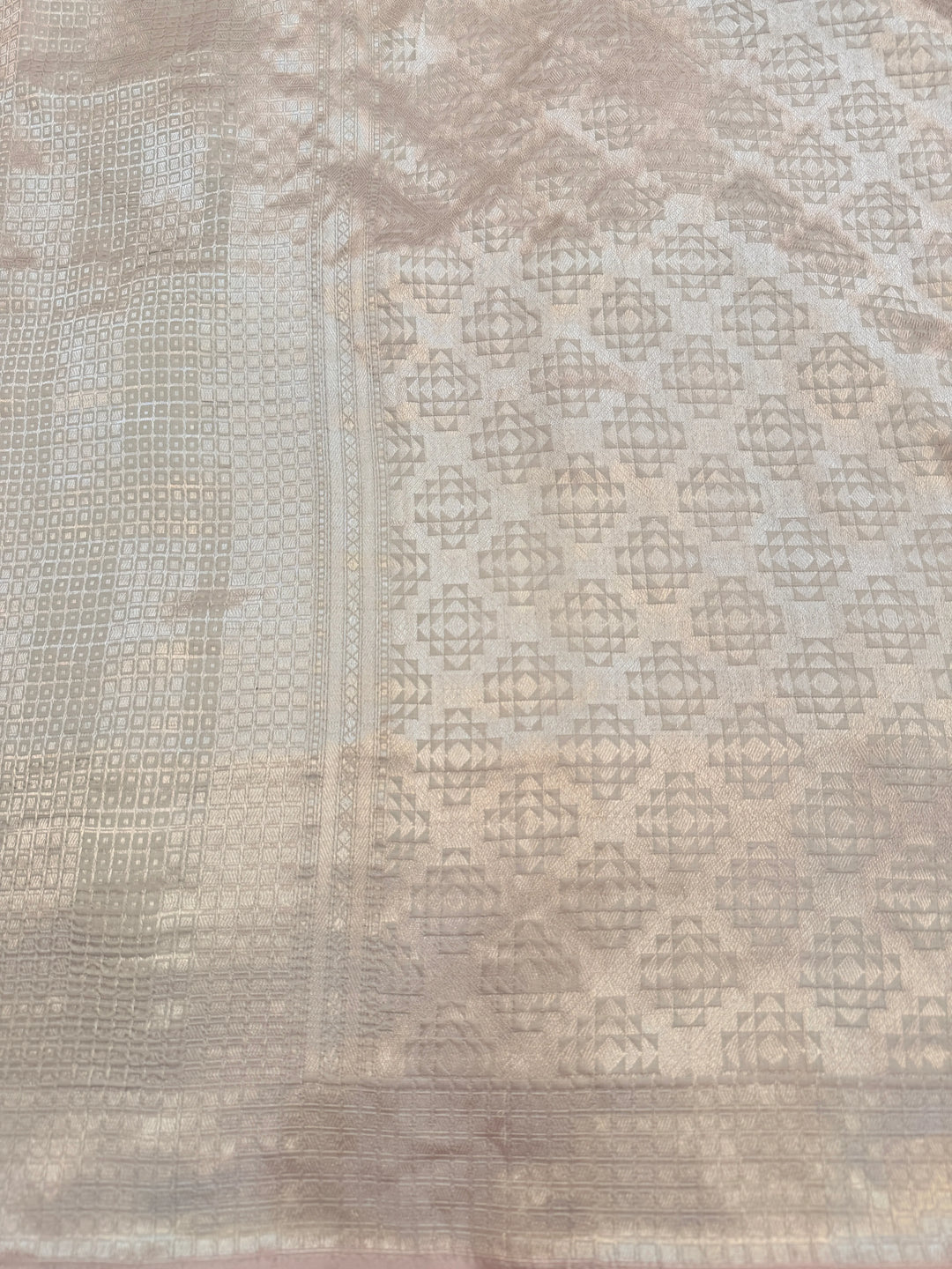 Beige Pure Katan silk Handloom Banarasi Saree