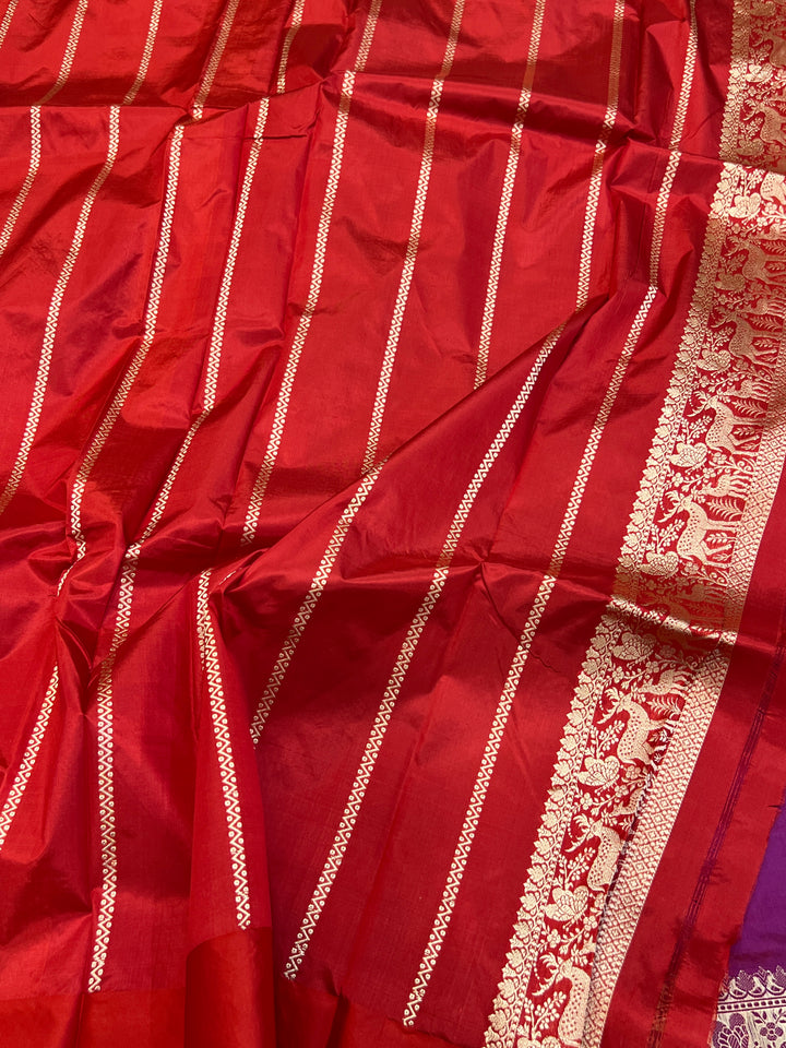 Magenta Purple Pure Banarasi Handloom Katan Silk Saree - Aura Benaras