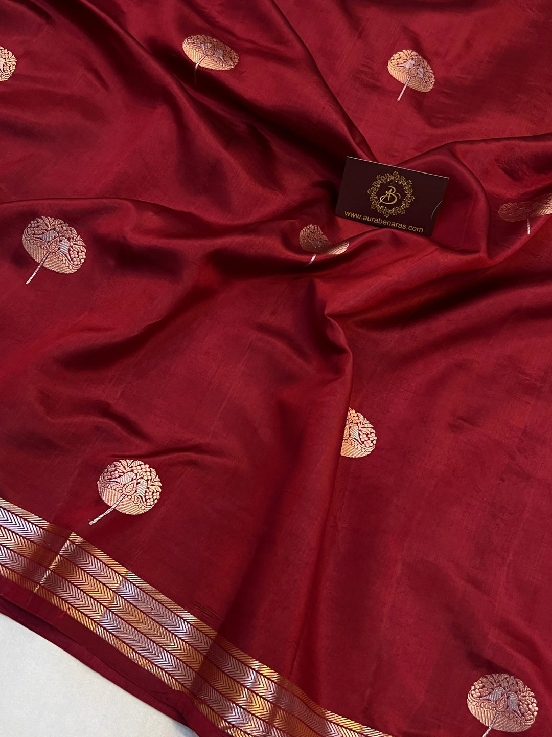 Maroon Pure Silk Banarasi Saree with Kadhwa Sona Rupa Butas