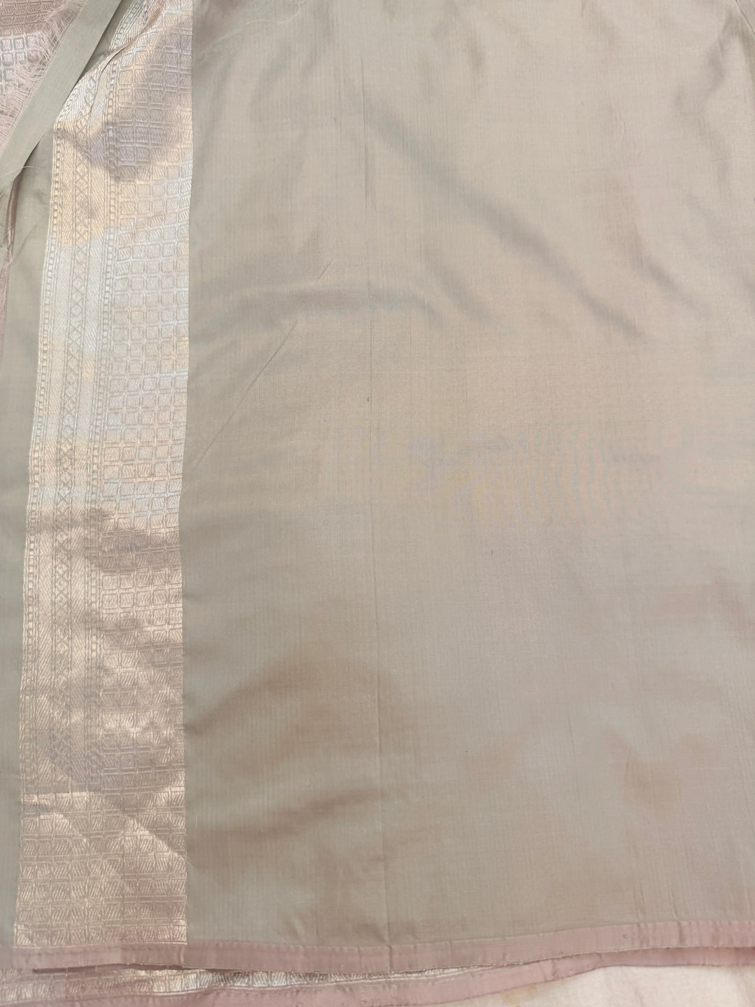 Beige Pure Katan silk Handloom Banarasi Saree