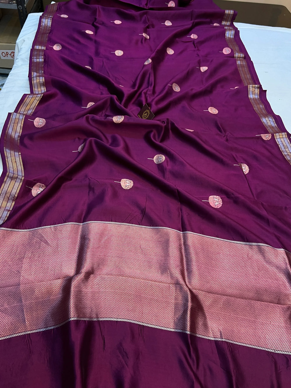 Wine Pure Silk Banarasi Saree with Kadhwa Sona Rupa Butas