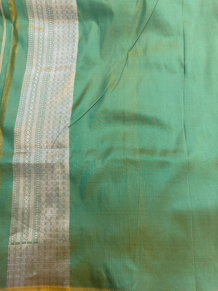 Sea Green Pure Katan silk Handloom Banarasi Saree