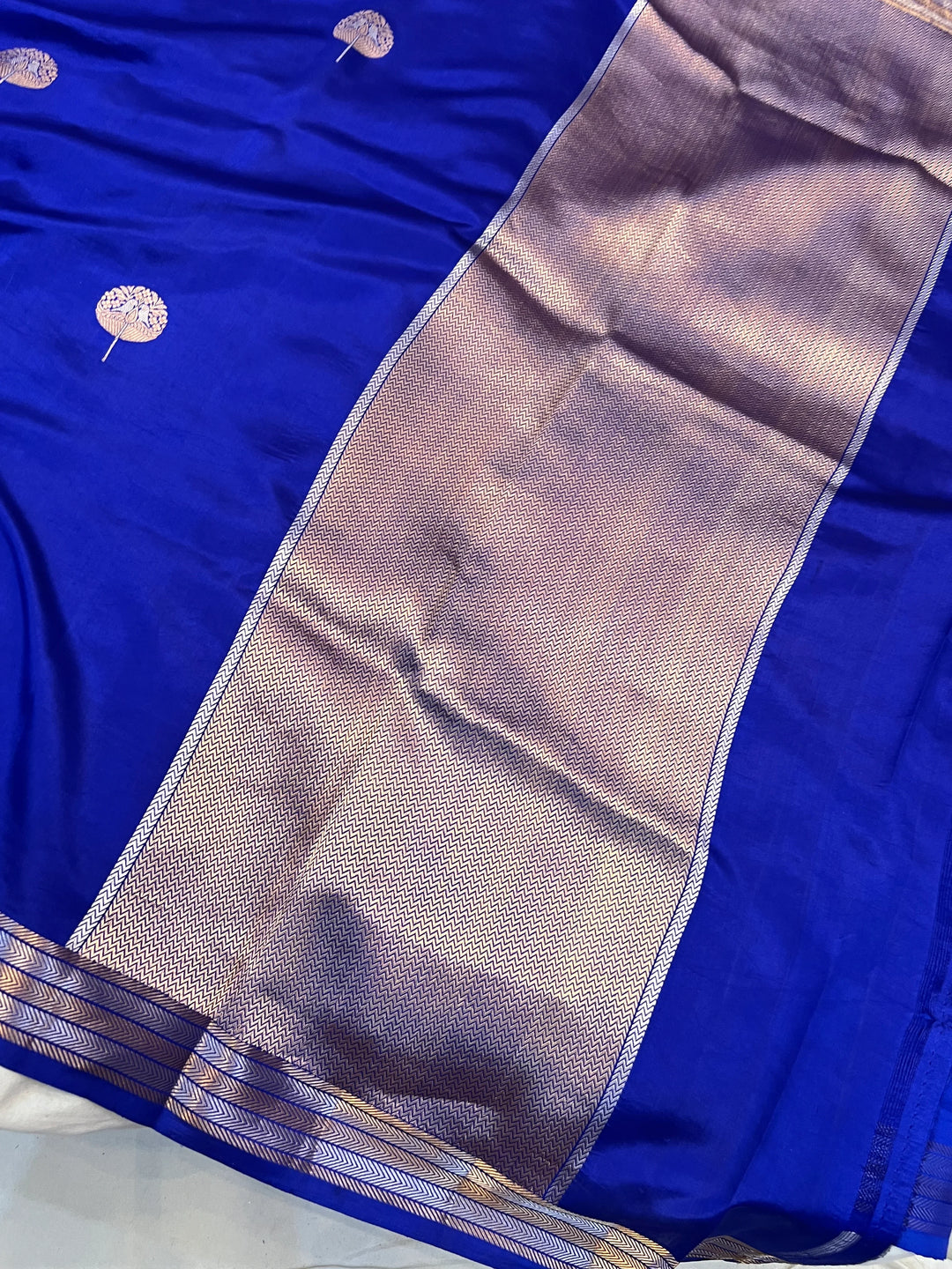 Royal Blue Silk Banarasi Saree with Kadhwa Sona Rupa Butas