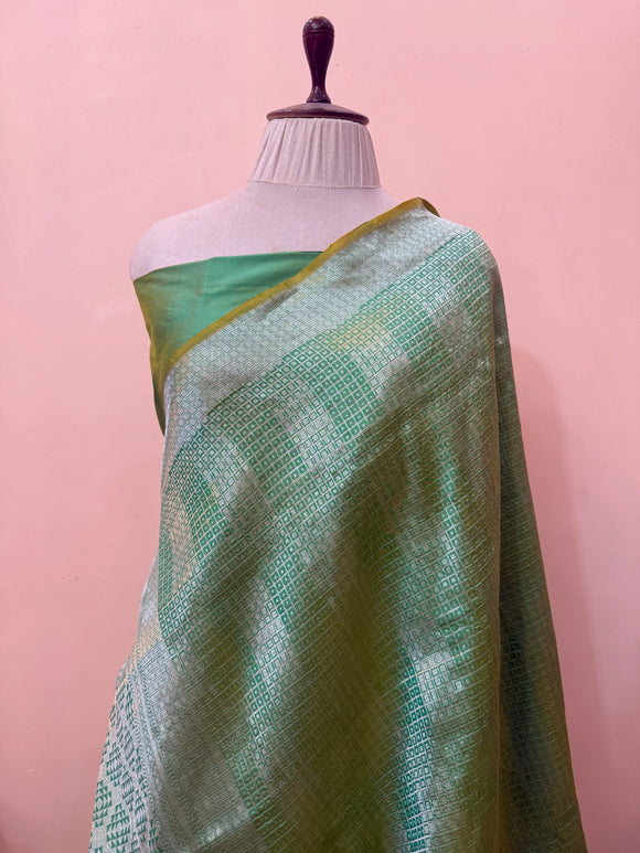 Sea Green Pure Katan silk Handloom Banarasi Saree