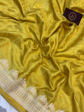 Yellow Pure Banarasi Handloom Katan Satin Silk Saree - Aura Benaras