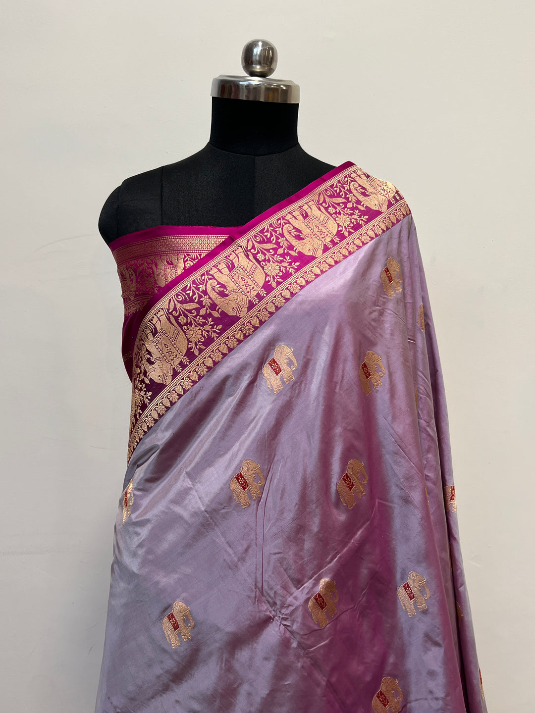 Pastel Lavender Pure Banarasi Handloom Katan Silk Saree - Aura Benaras