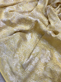 Pastel Yellow Pure Banarasi Handloom Khaddi Georgette Saree - Aura Benaras